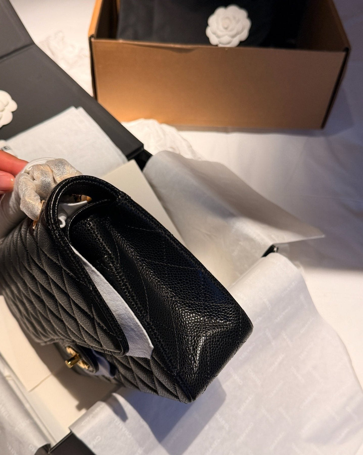 Chanel CF Black Quilted Flap Shoulder Bag — side