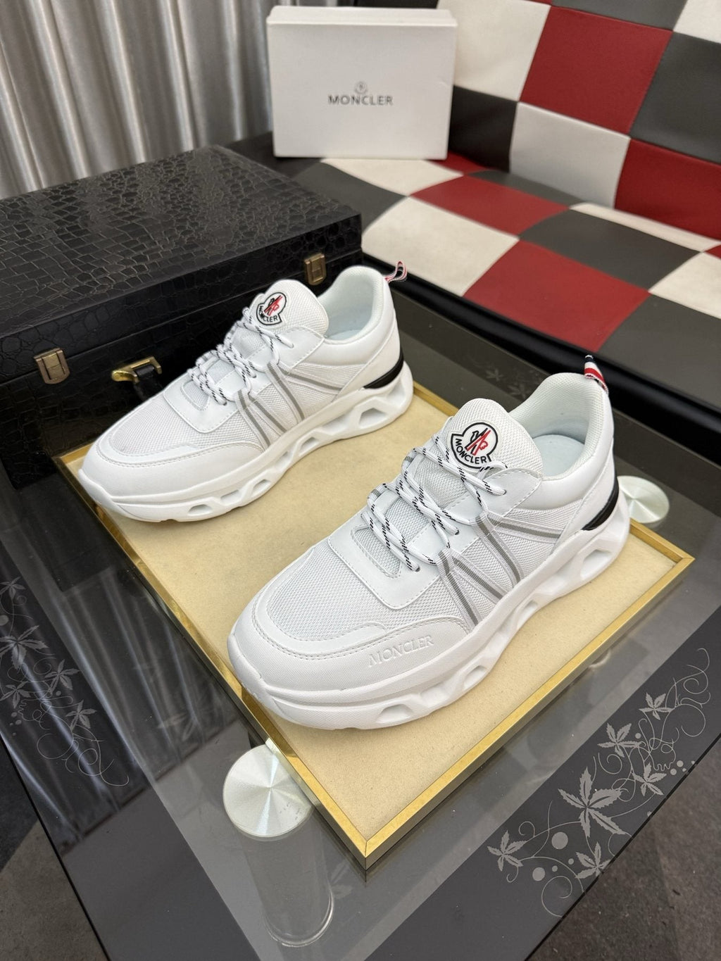 Moncler Sculpted-Sole Lace-Up Sneakers — front