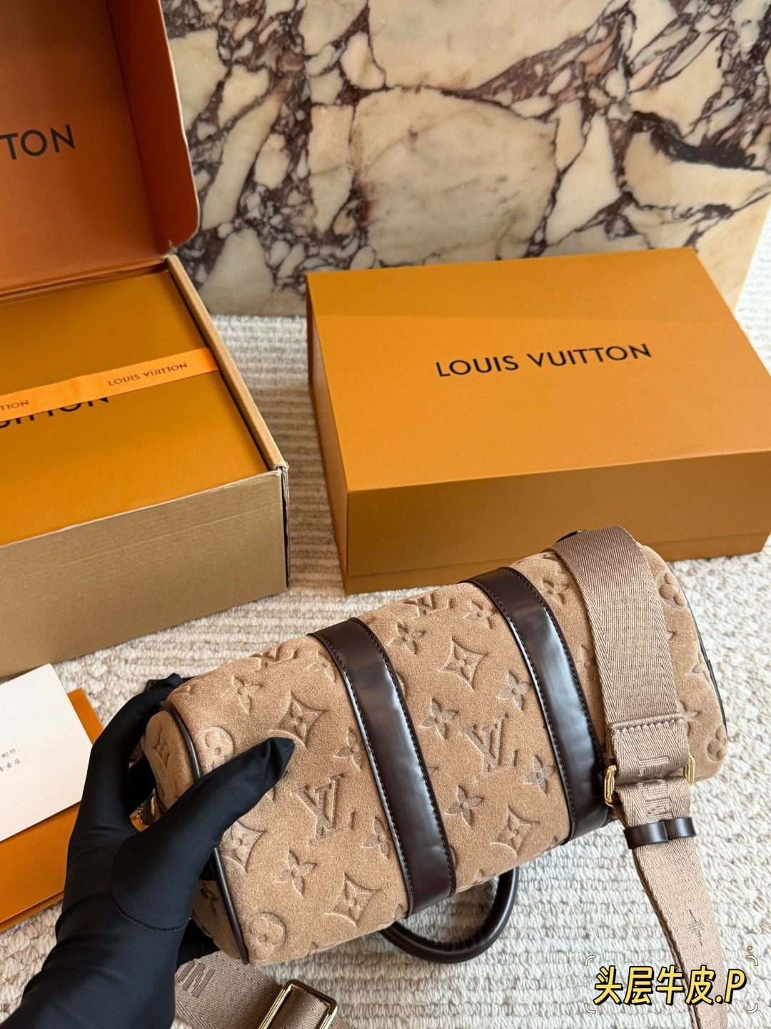 Louis Vuitton Keepall Embossed Monogram Duffel Bag — front