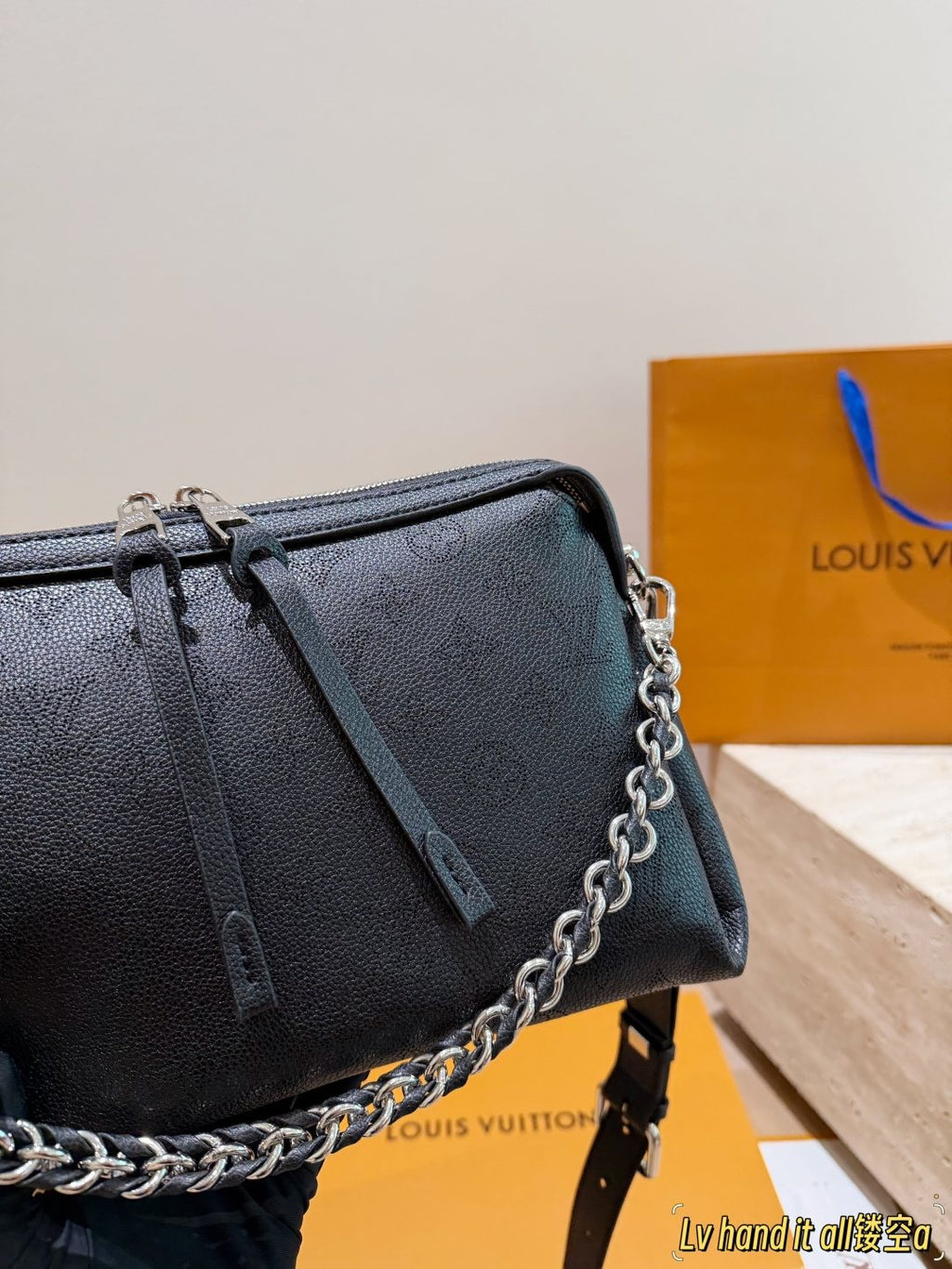 Louis Vuitton Mahina Chain-Detail Shoulder Bag — detail