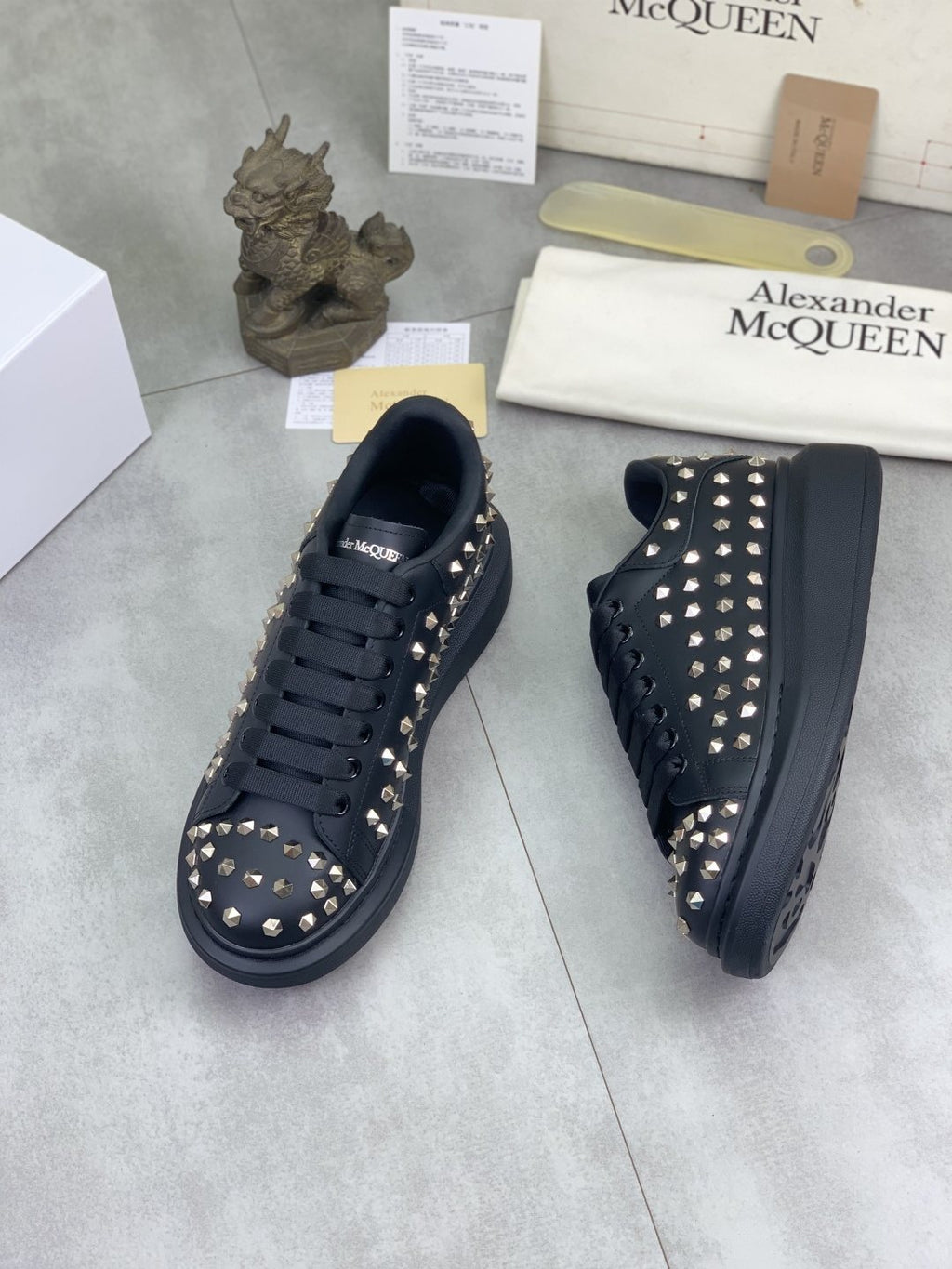 Alexander McQueen Black Studded Low-Top Sneakers — front