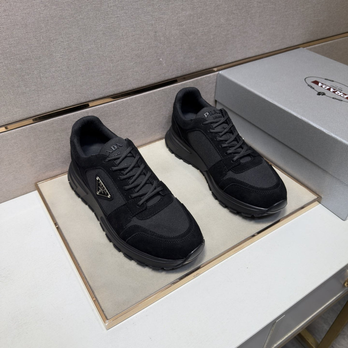 Prada Men's Paneled Low-Top Sneakers — front