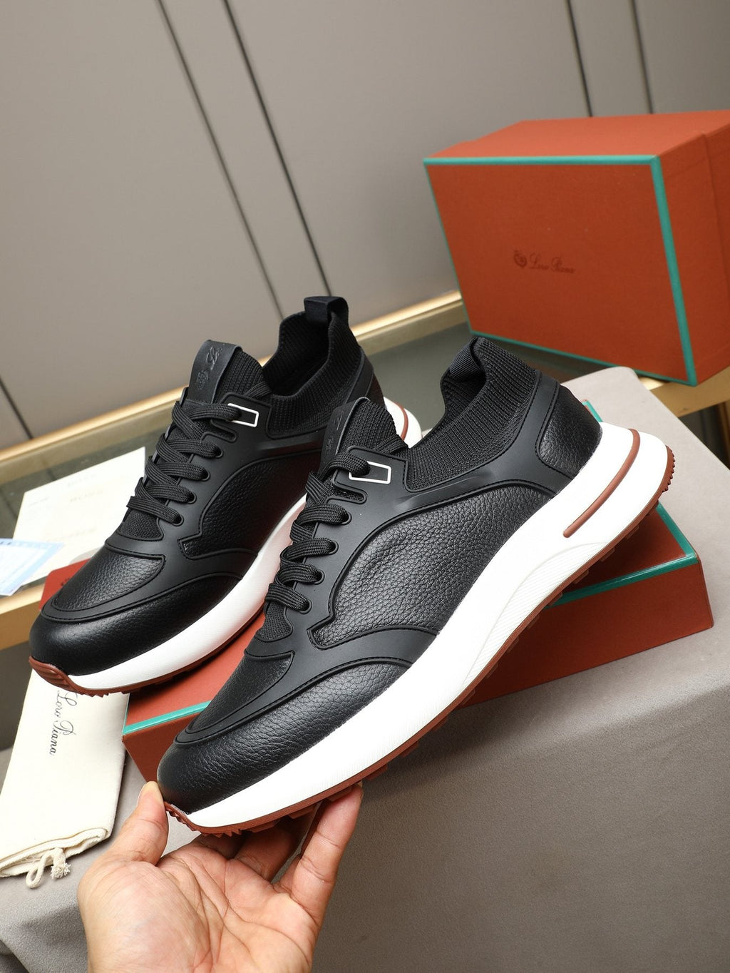 Loro Piana Paneled Low-Top Sneakers — model