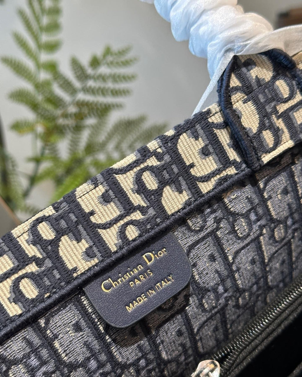 Dior Book Tote with Patterned Panels — detail