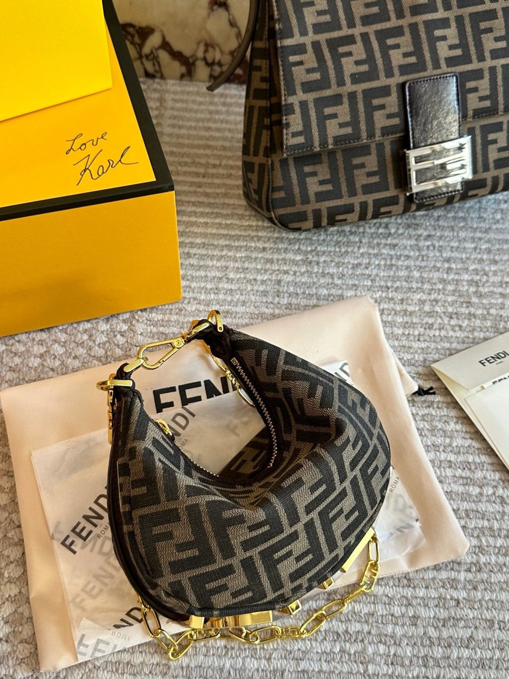Fendi FF-Pattern Crescent Handbag — hero