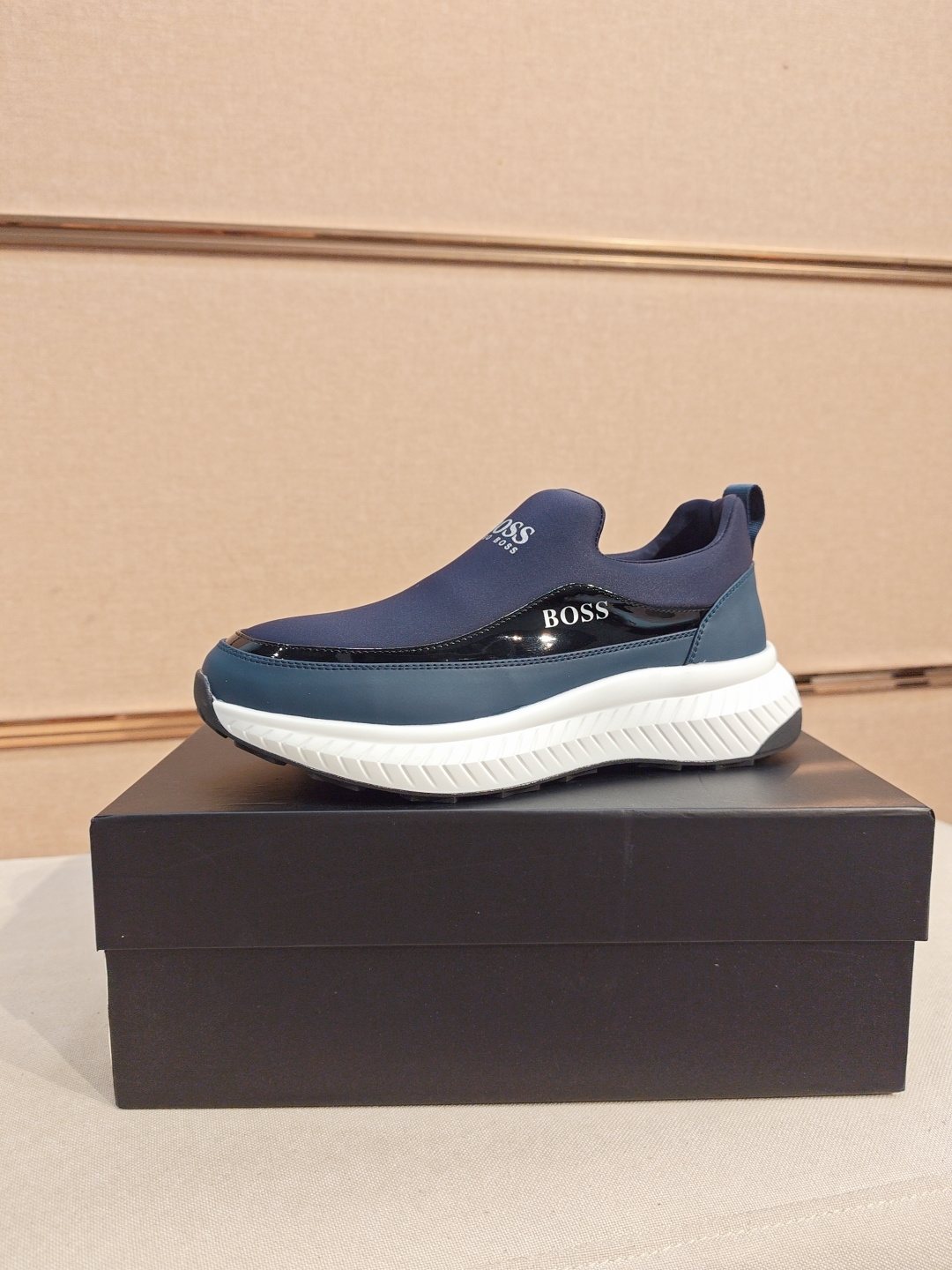 BOSS Contrast-Panel Slip-On Sneakers — front