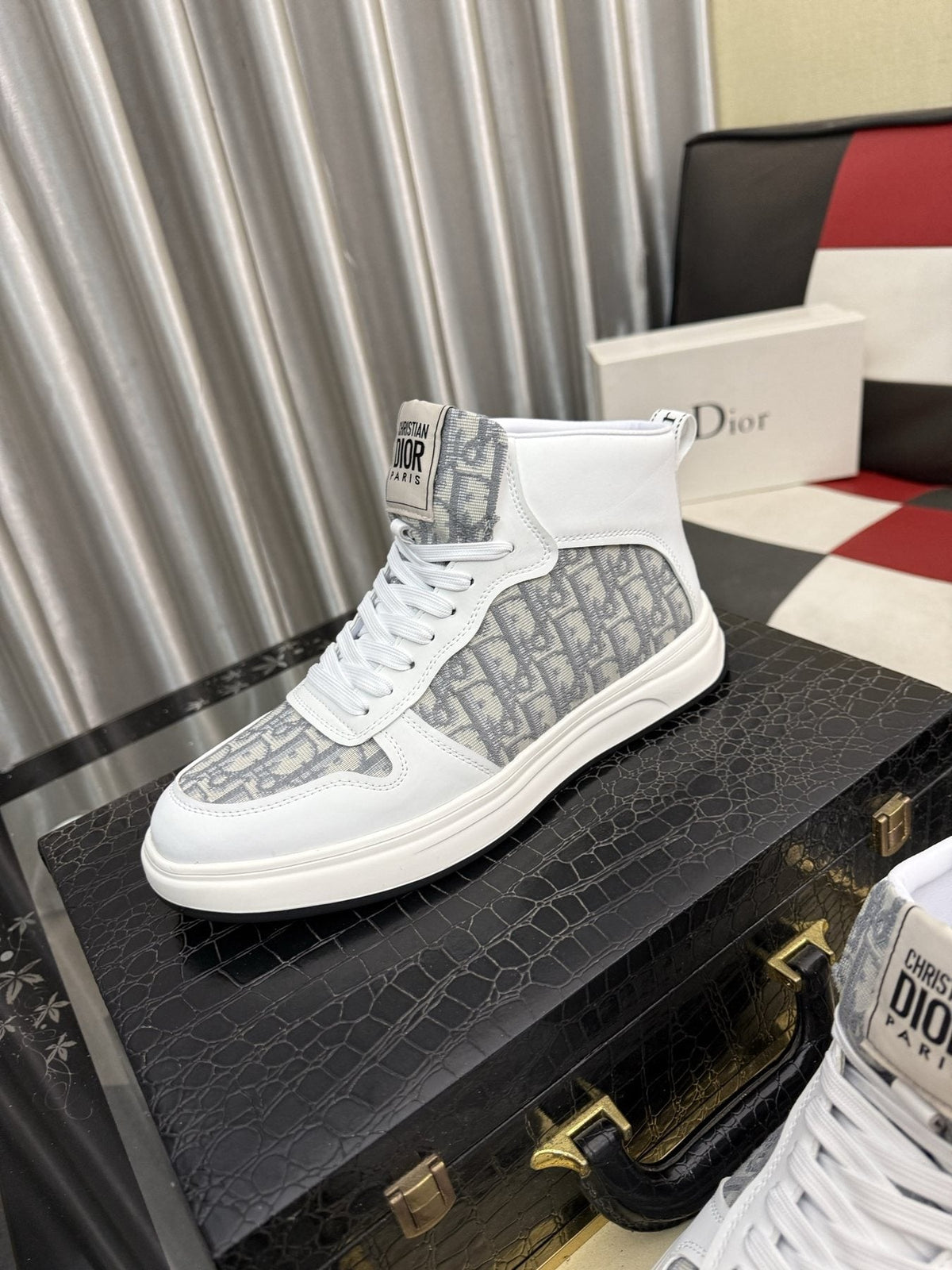 Dior Patterned High-Top Sneakers — front