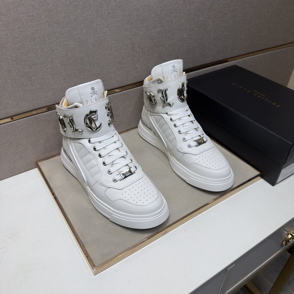 Philipp Plein Buckle-Strap High-Top Sneakers — front
