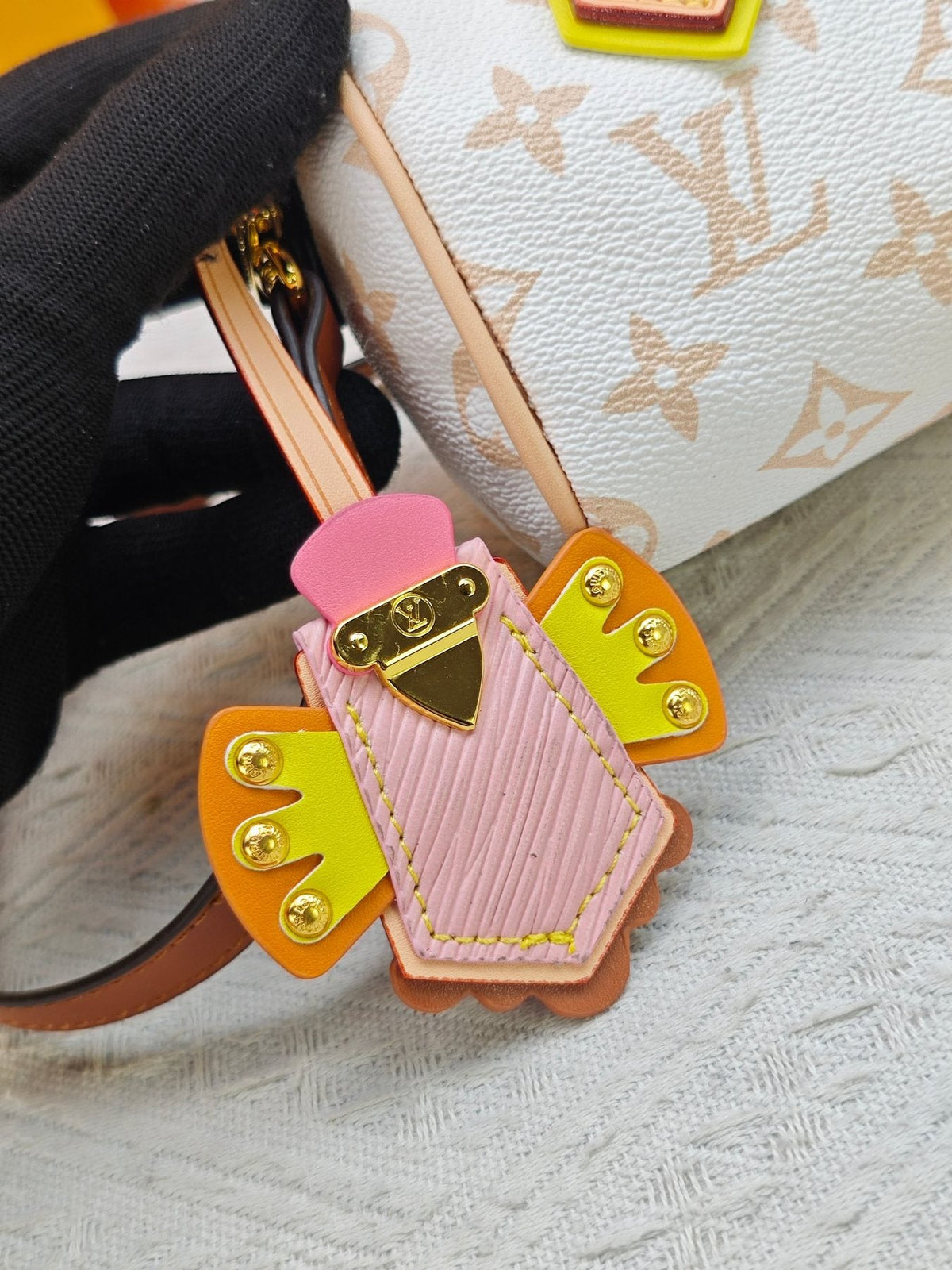 Louis Vuitton Nano Speedy Monogram Dune Mini Bag — detail