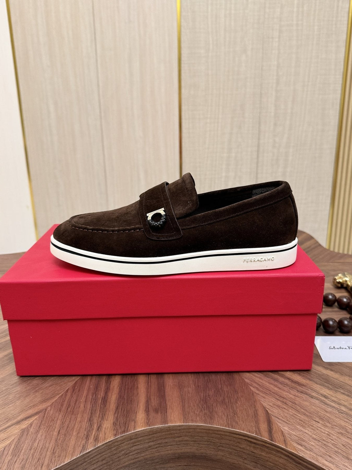 Salvatore Ferragamo Men's Strap-Detail Slip-On Shoes — side