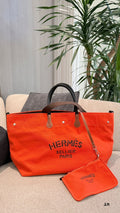 Hermès Lettered Canvas Tote with Matching Pouch — hero