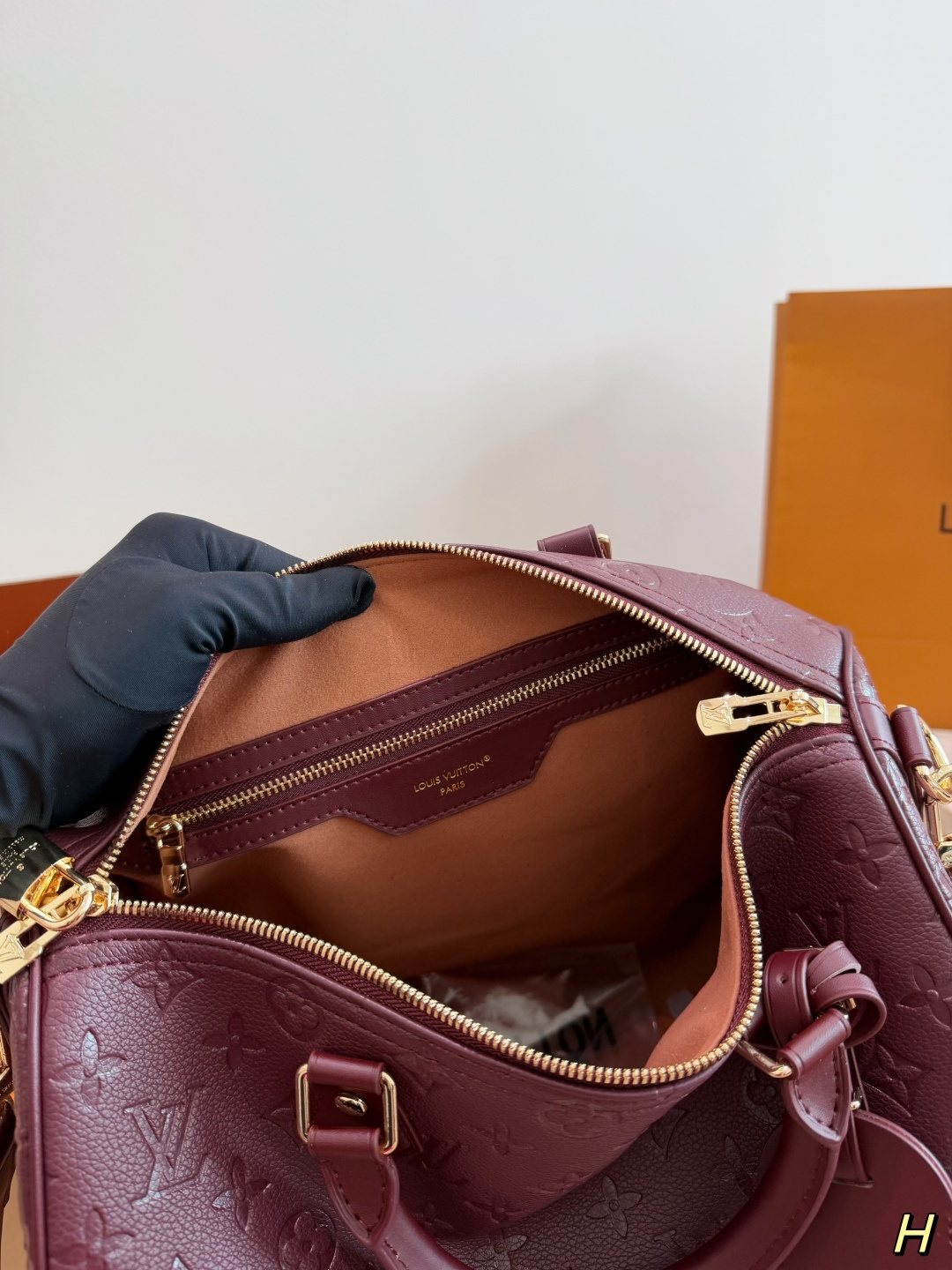 Louis Vuitton Speedy Soft Lucky Burgundy Monogram Bag — front