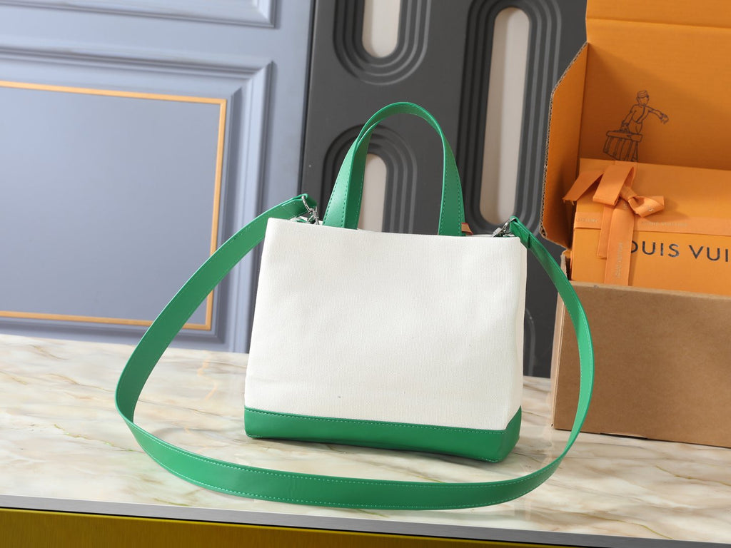 Louis Vuitton Shopper Tote with Green Trim — back