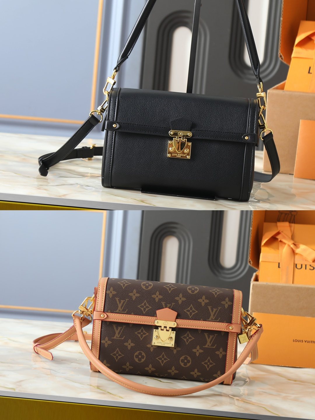 Louis Vuitton Gold-Clasp Flap Top-Handle Bag — comparison