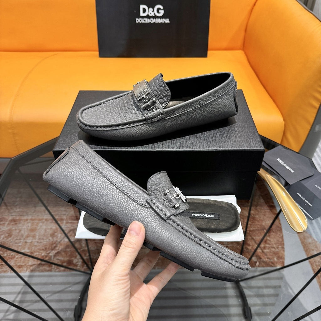 Dolce & Gabbana Embossed Leather Driving Loafers — model